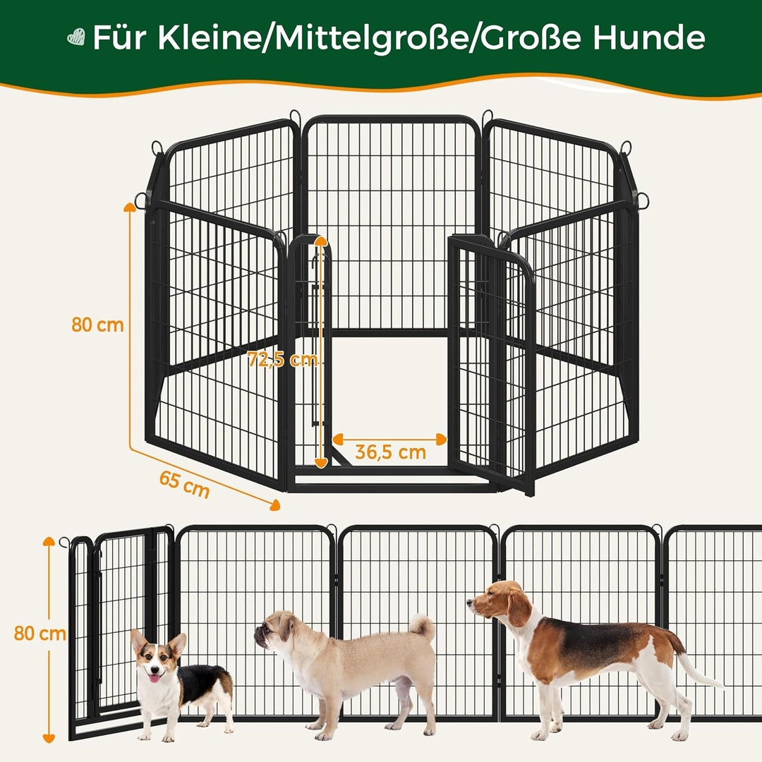 Yaheetech Welpenauslauf 80cm hoch, 8-teilig faltbares Freilaufgehege, Automatische Verriegelung, Wel
