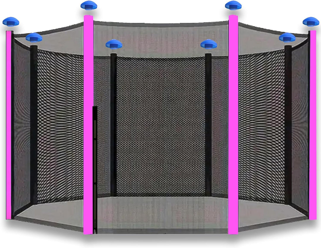 Trampolin Sicherheitsnetz Ersatznetz (für Trampolingestell 366cm mit 8 Stangen, Schwarz/Pink) 366 /