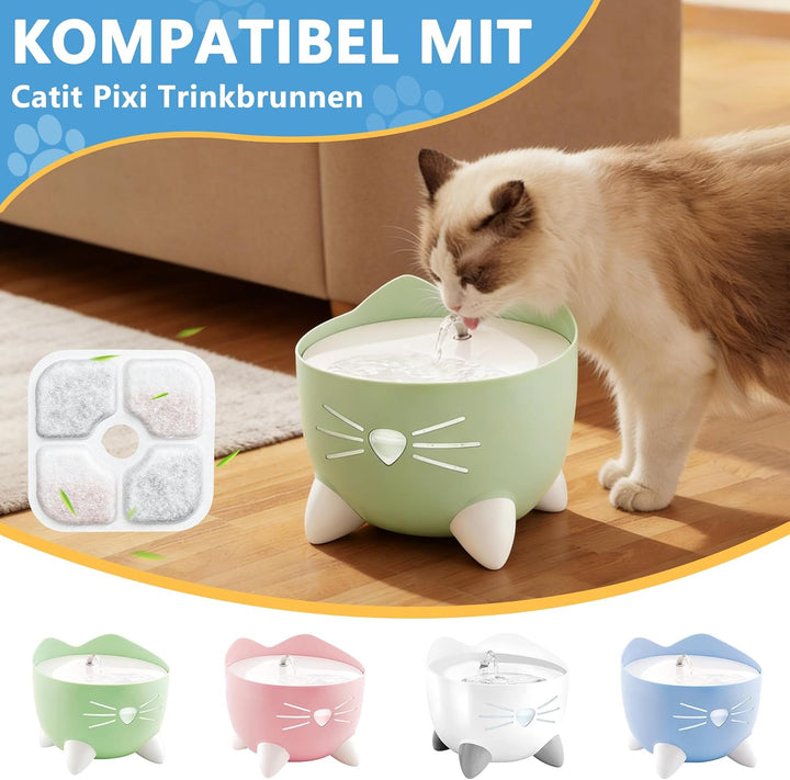 24 Stück Katzenbrunnen Filter für Catit Pixi Trinkbrunnen, Ersatzfilter mit Dreifachem Filtersystem,