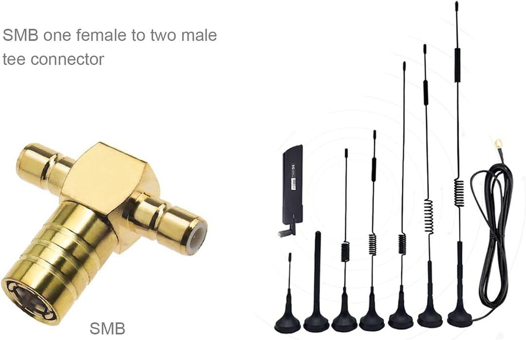 Adapter Typ T SMB weiblich auf Doppel-SMB, Messing, für Radio, Sat, Antenne, Radio Dab, 2 Stück
