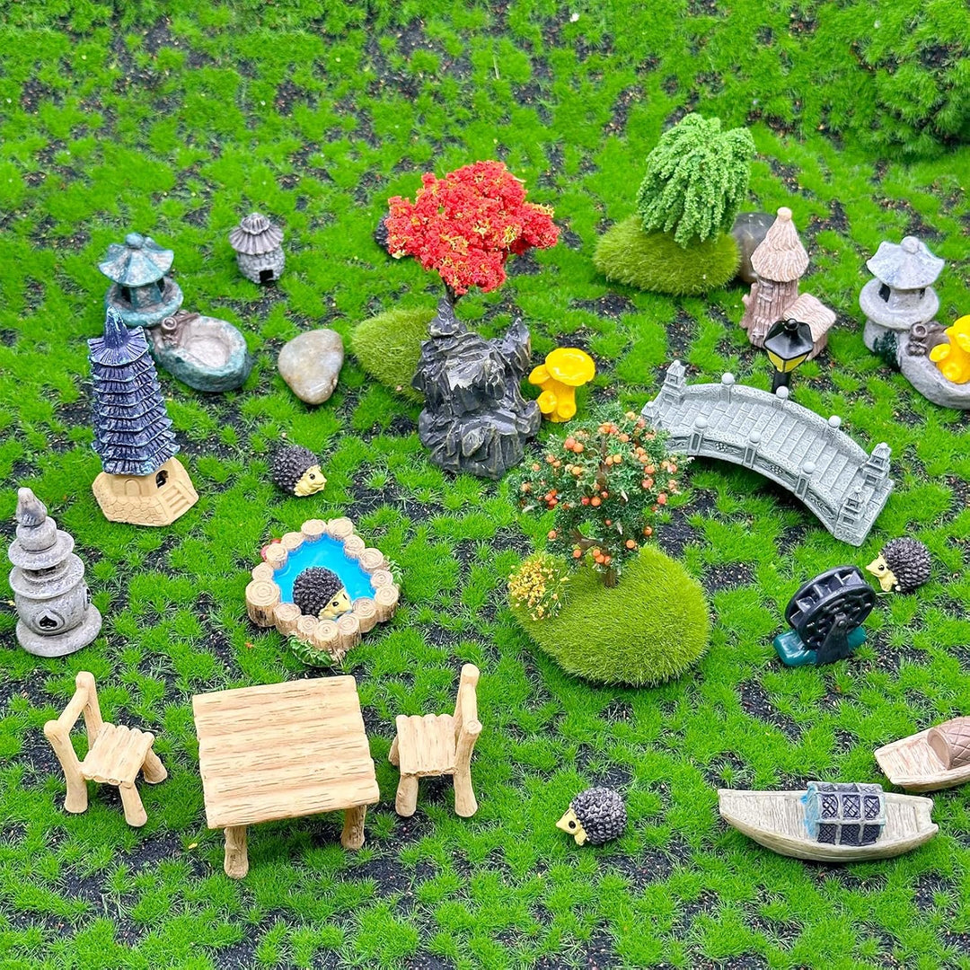 Cayway Mini Zen Miniatur Garten Miniatur Garten Deko Miniatur Gartenzubehör Ornamente, Garten Gras M