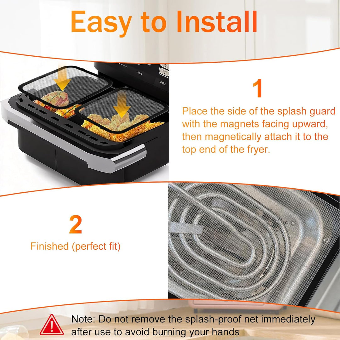 2 Stück Edelstahl Spritzschutz Heissluftfritteuse Zubehör für Ninja Foodi FlexDrawer Dual Zone AF500