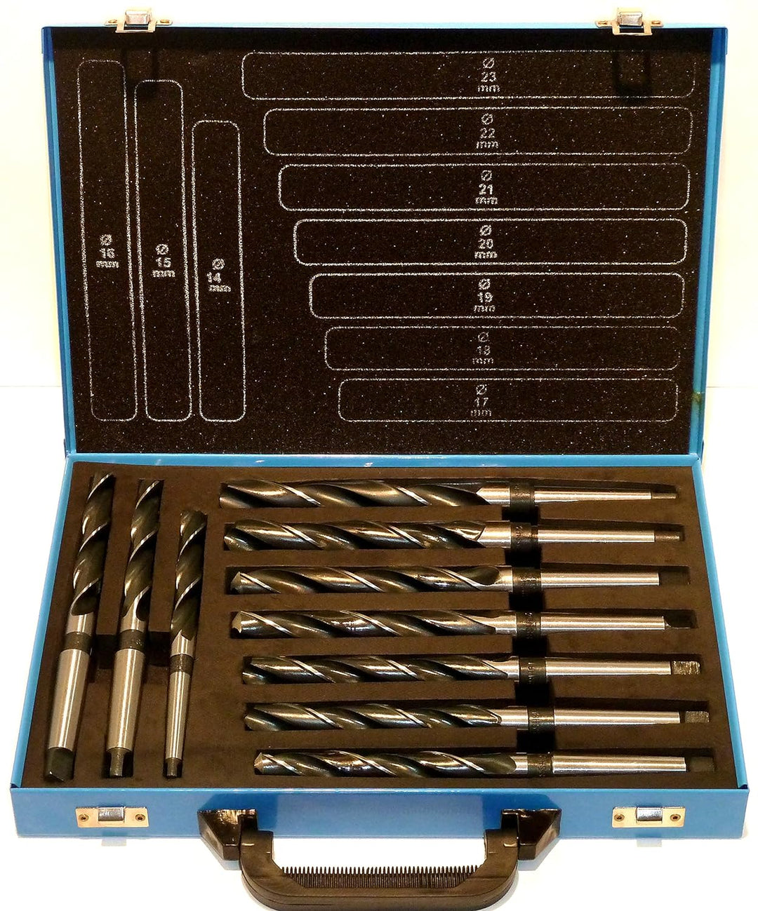 PeTools, Spiralbohrer 10 tlg. HSS Konus-Bohrer, Stahlbohrer 14-23mm, Morsekegel MK MK1, MK2, DIN345