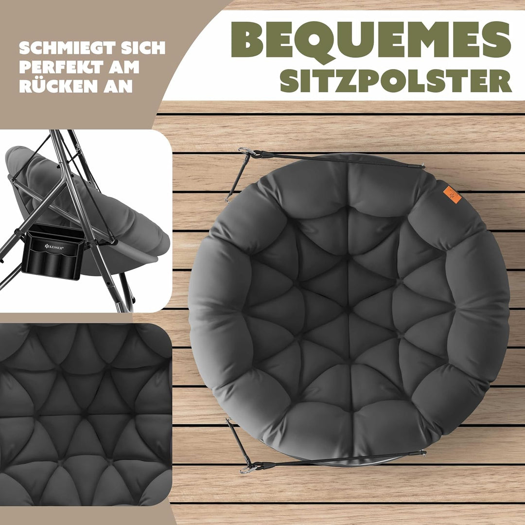 KESSER® Hängesessel mit Gestell Bali Hängeschaukel Hängestuhl bis 150kg für Indoor und Outdoor + Kis
