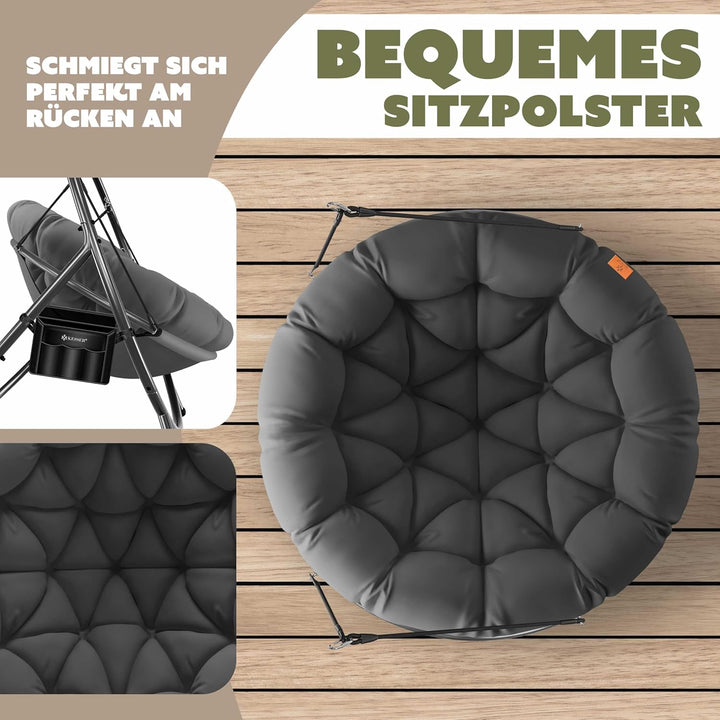 KESSER® Hängesessel mit Gestell Bali Hängeschaukel Hängestuhl bis 150kg für Indoor und Outdoor + Kis