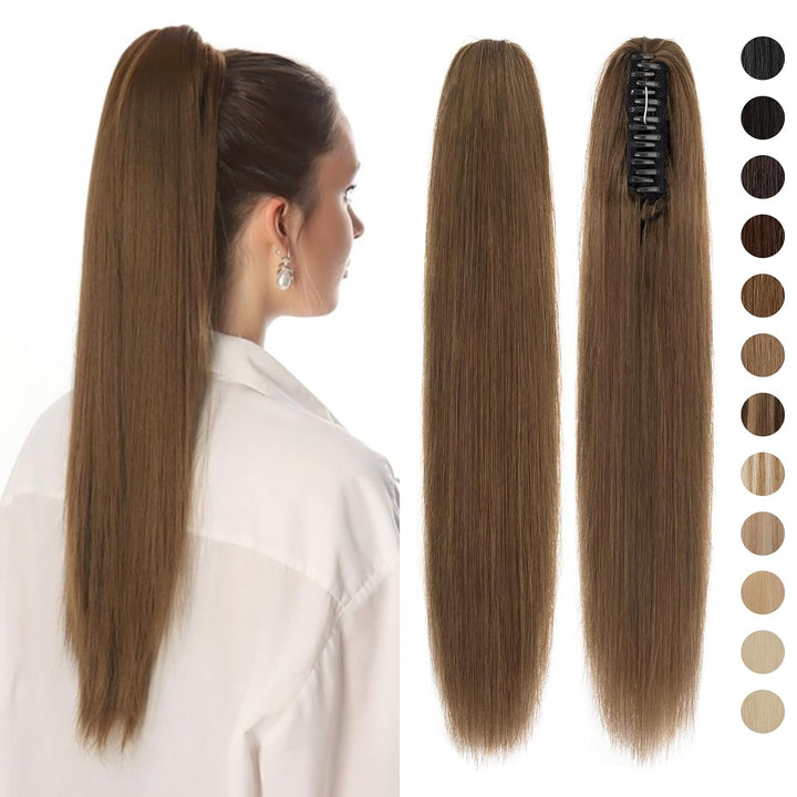 Haarteile Echthaar Ponytail Extension Clip in Pferdeschwanz Extensions Echthaar Glatt Zopf Haarverlä