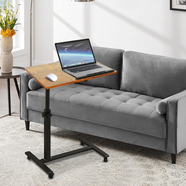 Betttisch mit Rollen, Betttisch für Laptop, Serviertablett für Sofa, Bremsen an beiden Hinterrädern,
