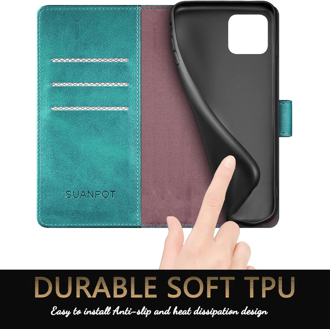 SUANPOT [RFID Schutz für iPhone 14 Plus 6.7" Hülle PU Leder Handyhülle Lederhülle Klapphülle Kartenf