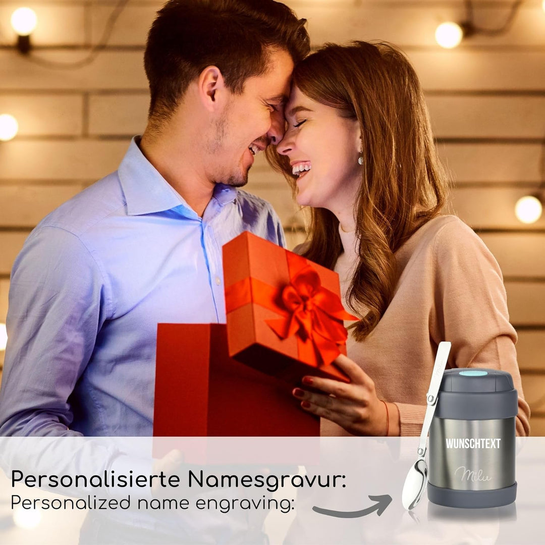 Milu® Thermobehälter 440ml mit Gravur personalisiert - Weihnachtsgeschenke für Frauen & Männer I Ges