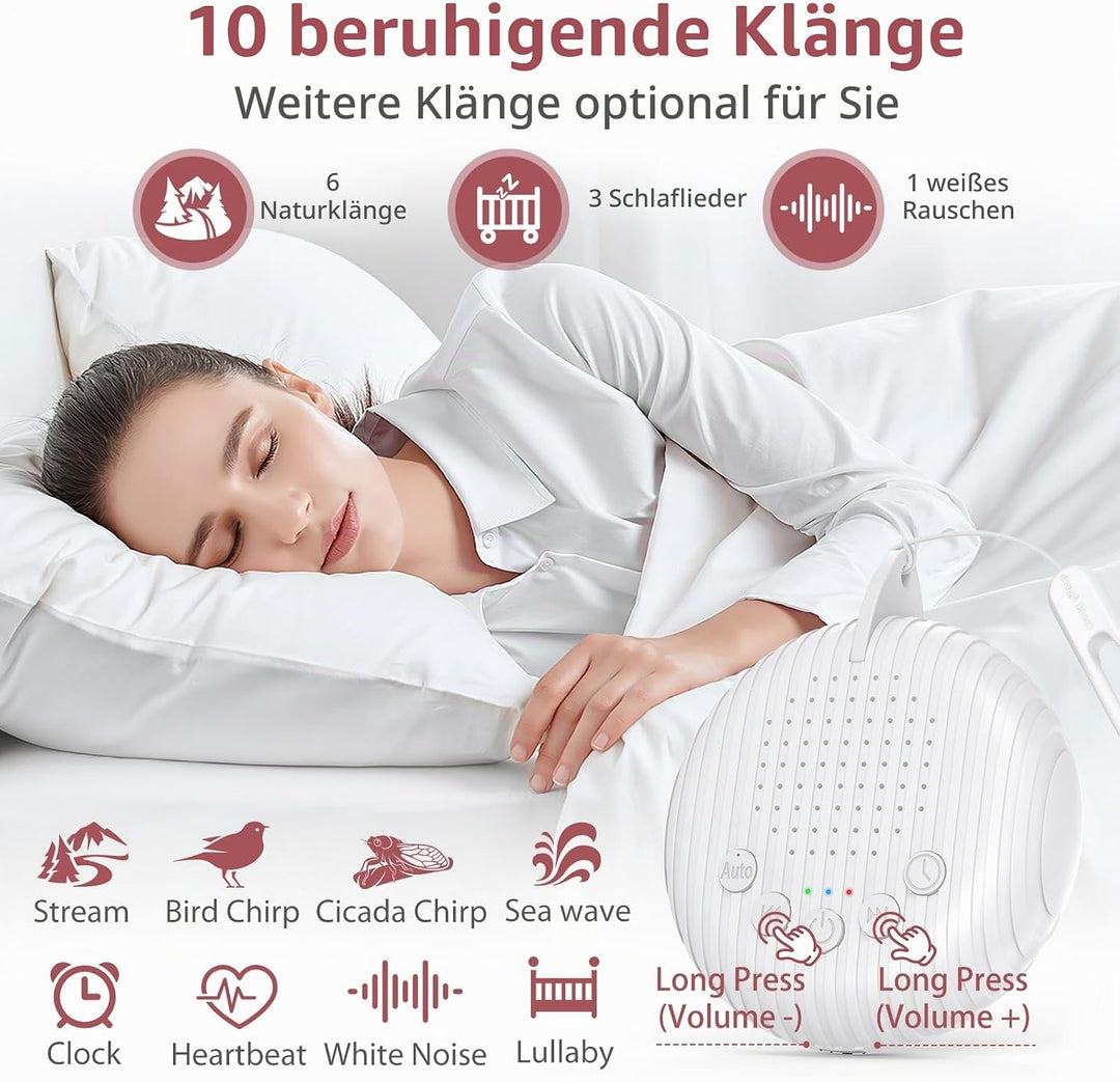 LOFICOPER Soundmaschine White Noise Machine, Tragbare Weisses Rauschen, Kinder Erwachsene Einschlafh