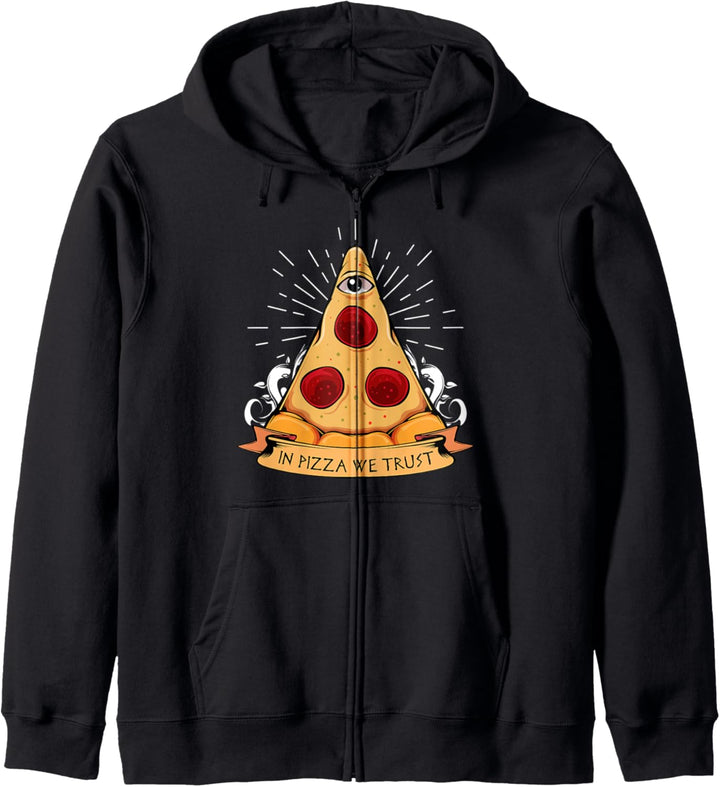In Pizza We Trust Allsehendes Auge Illuminati Pizza Essen Kapuzenjacke