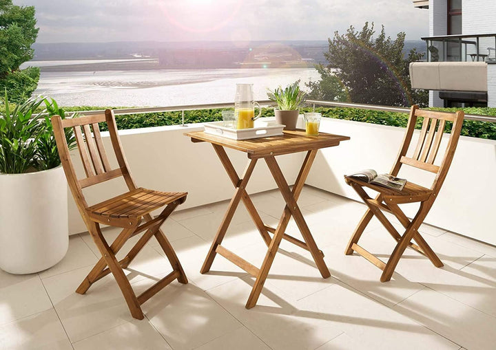 SAM 2er Set Akazien-Holz Gartenstuhl, ideal für Balkon, Garten Terrasse, zusammenklappbar