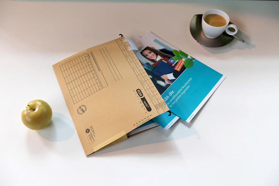 Elba Hängetasche A4, vertic Ultimate aus Karton, braun, 25 Stück seitlich geschlossen 25er Pack, sei