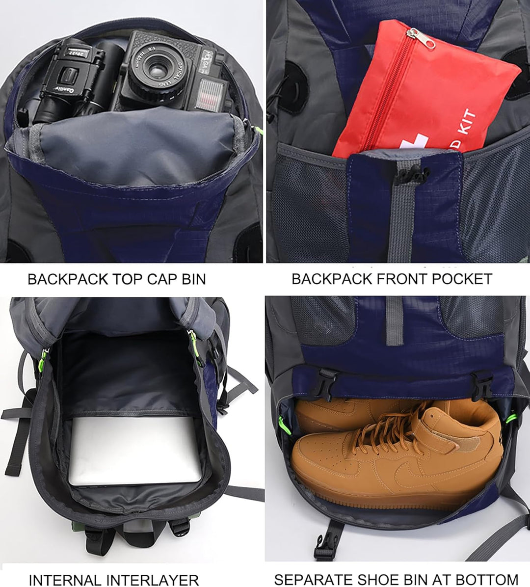 Bseash 50L Leichter wasserfester Wanderrucksack, Outdoor Sport Tagesrucksack Multifunktions Reisetas