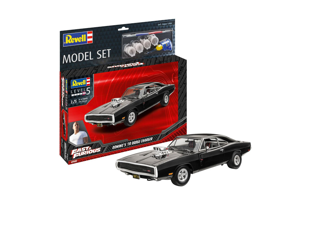 Revell 67693 Model Set F&F Dominixs 1970 Dodge Charger Fast & Furious Fahrzeug originalgetreuer Mode