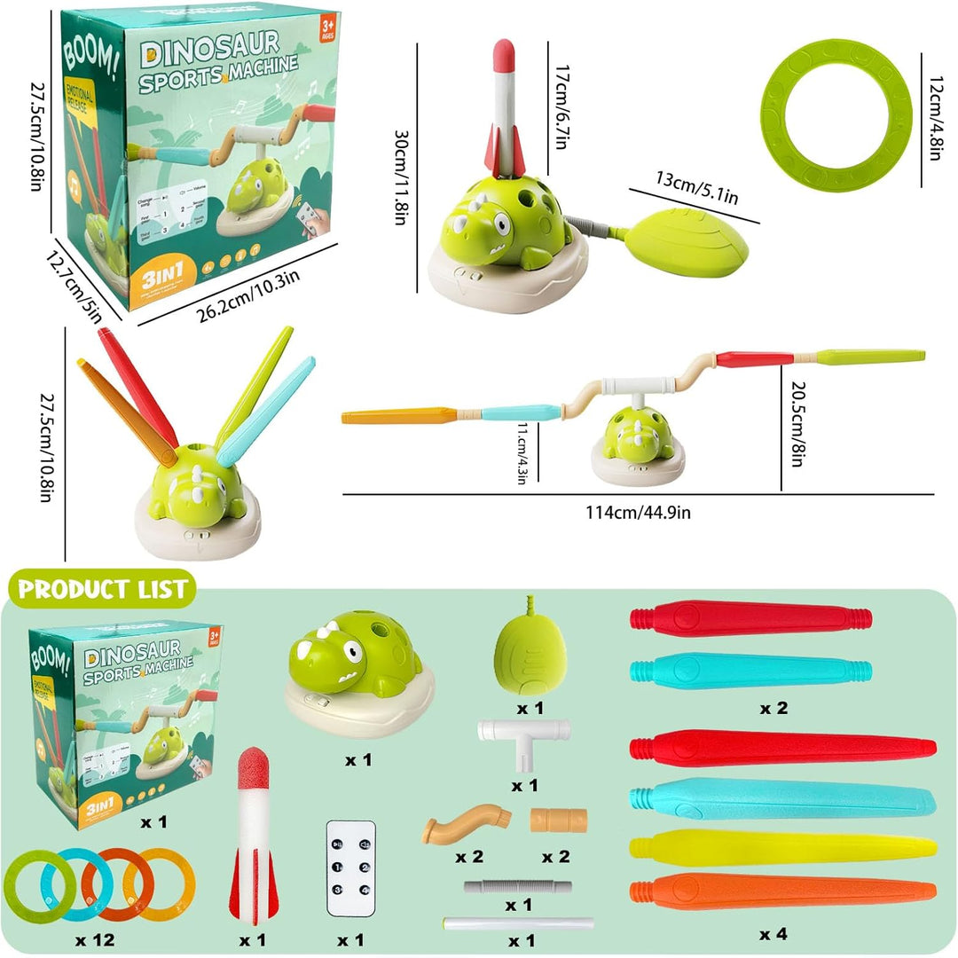 3 in 1 Outdoor Spiele für Kinder, Outdoor Spielzeug mit Ringwurfspiel &amp; Rakete Spielzeug &amp; Seilsprin