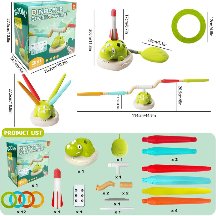 3 in 1 Outdoor Spiele für Kinder, Outdoor Spielzeug mit Ringwurfspiel &amp; Rakete Spielzeug &amp; Seilsprin