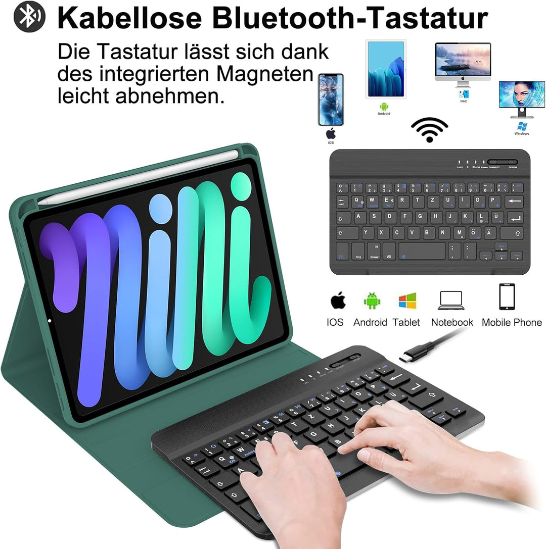 IVEOPPE Tastatur für iPad mini 7 (A17 pro) 2024 / Mini 6 2021, Hülle mit Tastatu Magnetisch Bluetoot