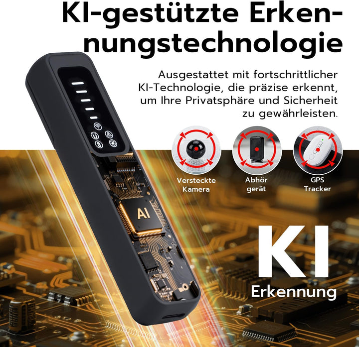 Mcbazel 6-in-1 Wanzen Detektor für Versteckte Kameras,Wanzenfinder RF Signal Scanner, GPS-Tracker-Fi