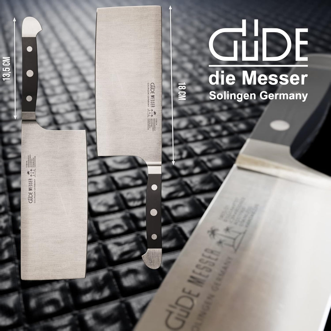 GÜDE Solingen - Hackmesser geschmiedet, 18 cm, POM schwarz, ALPHA, Doppelkropf, Handmade Germany Hac