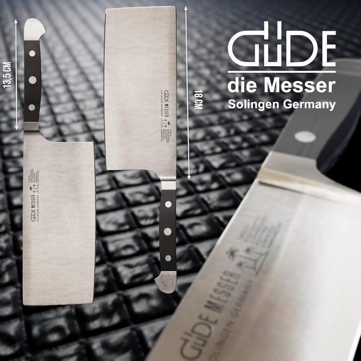 GÜDE Solingen - Hackmesser geschmiedet, 18 cm, POM schwarz, ALPHA, Doppelkropf, Handmade Germany Hac