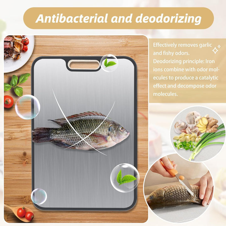 Schneidebrett, grosses Edelstahl schneidebrett,Reisschalen-Faser,Cutting Board mit Saftrutsche,rutsc