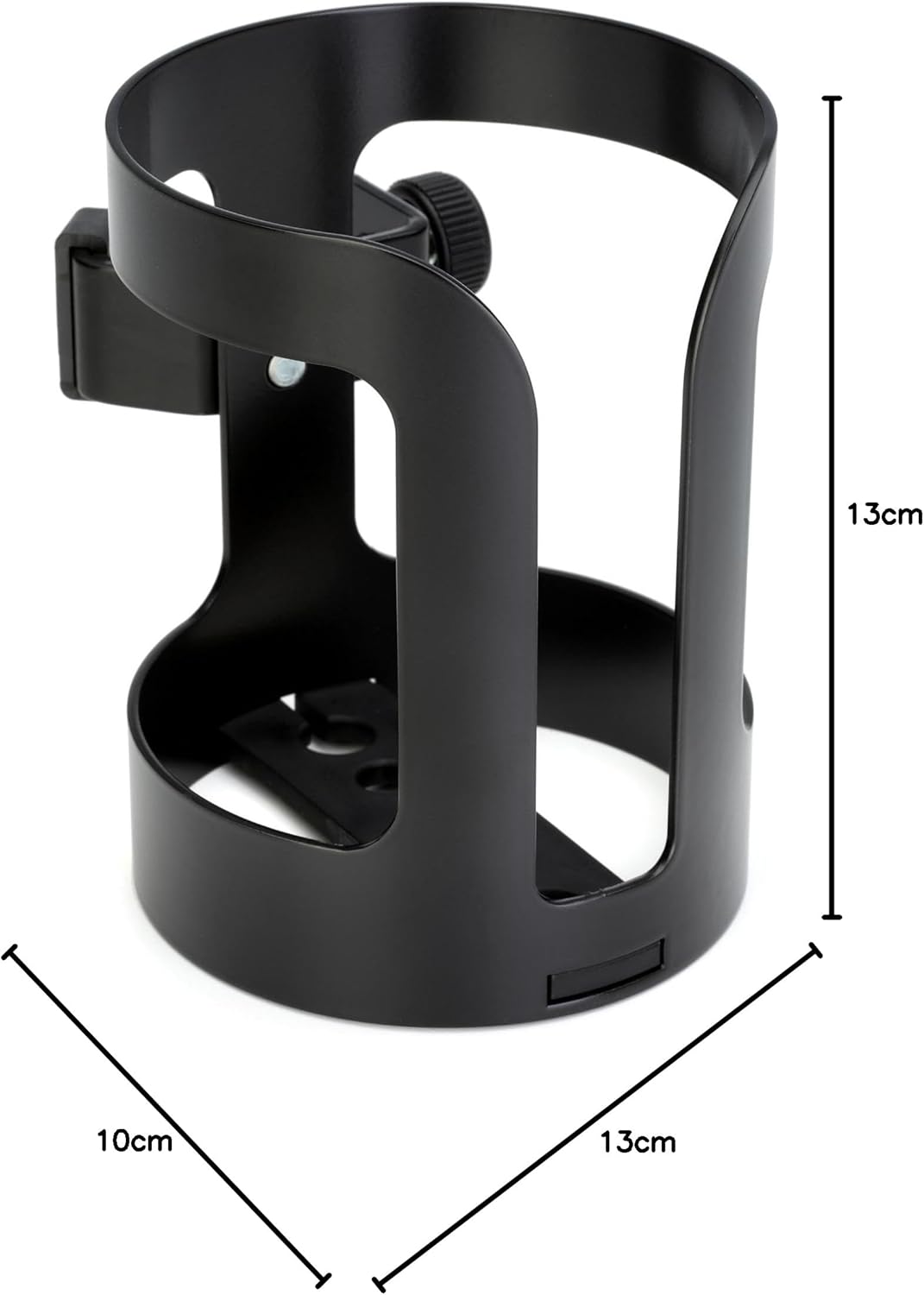 K&M 16022 Universal Getränkehalter Schwarz - aus Stahl - flexible und stabile Ablagefläche, anschrau
