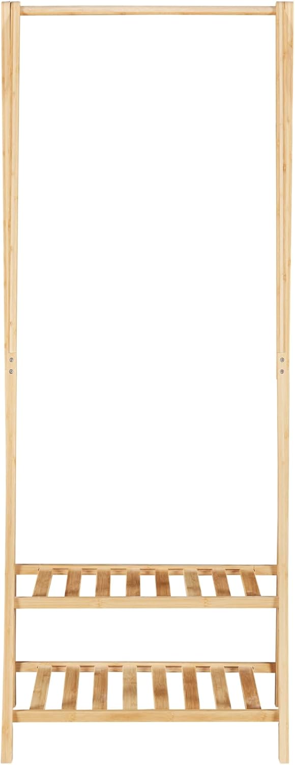 [en.casa] Bambus Garderobenständer Öckerö 150 x 60 x 40 cm mit Kleiderstange Kleiderständer mit 2 Ab