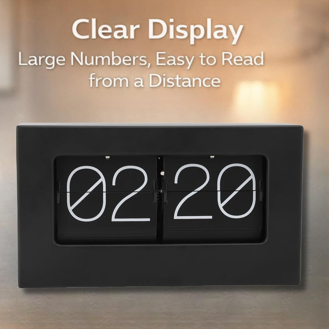Greensen Retro Style Flip Clock, Mechanische Seitenwechsel-Desktop-Uhr mit Edelstahlbasis für Wohnzi