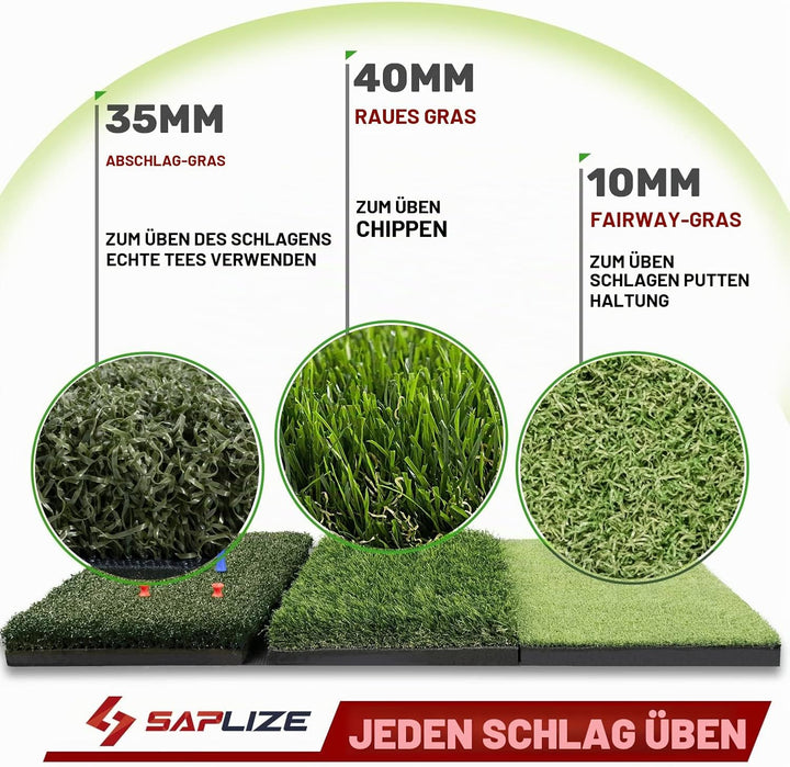 SAPLIZE Grosse Faltbare Golf-Schlagmatte, Enge Lie, Rough und Fairway für Driving, Chipping und Putt