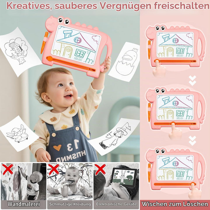 Dinosaurier Maltafel Zaubertafel Tisch, Magnetisches Spielzeug ab 1 2 3 Jahre für Kinder, Magnettafe