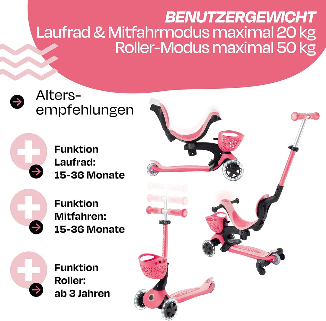 GLOBBER GO-UP Baby Lights 360° – Tretroller, Dreirad und Laufrad für Kinder – höhenverstellbares Kin