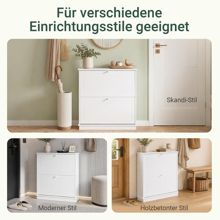 SoBuy Schuhschrank Schmal Schuhkipper Schmal mit 2 Klappen - für bis zu 10 Paar Schuhe, stabil und k