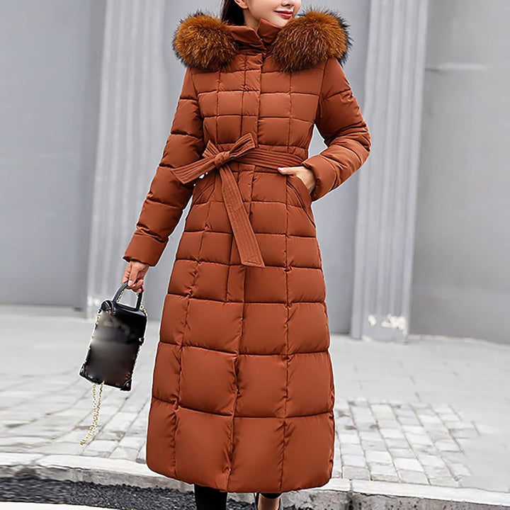 Ansenesna Steppjacke Damen Lang Mit Fellkapuze Winter Elegant Winterjacke Frauen Kapuze Dicke Daunen