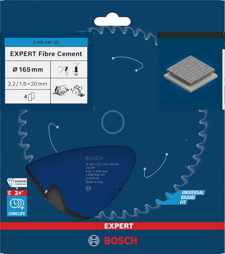 Bosch Professional 1x Kreissägeblatt Expert for Fiber Cement (Faserzement, Sägeblatt Ø 165 x 20 x 2,