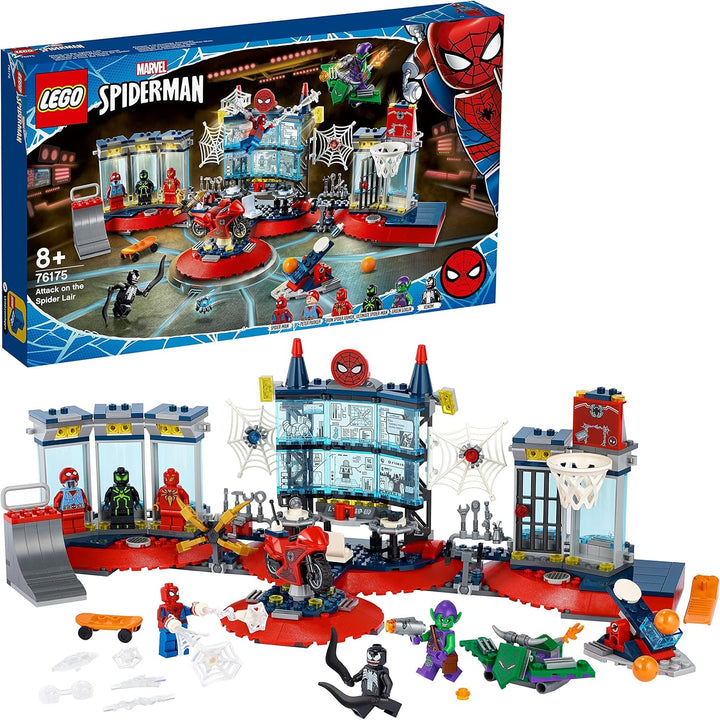 LEGO 76175 Marvel Angriff auf Spider-Mans Versteck Bauset mit Green Goblin und Venom Figuren, Superh
