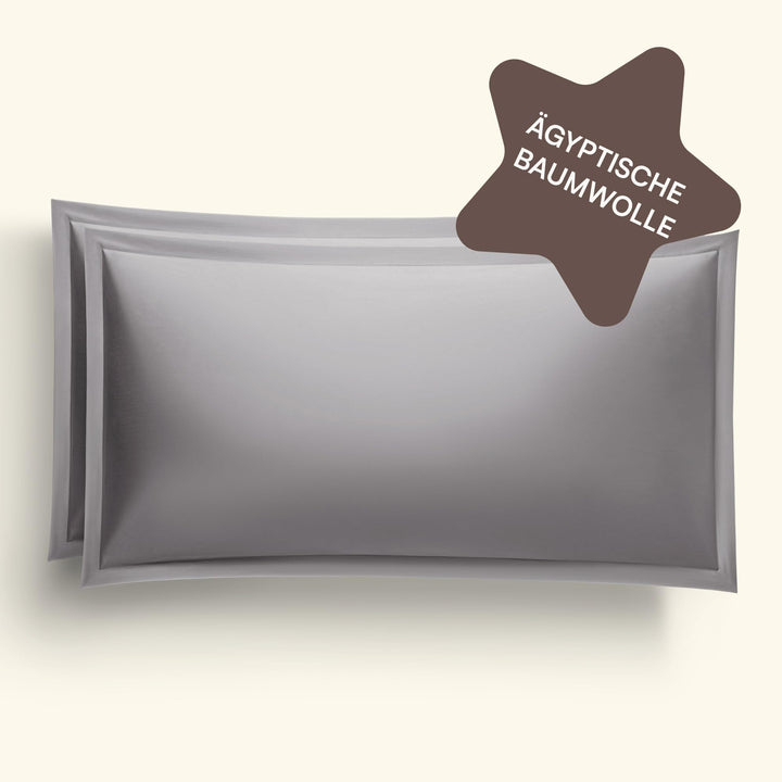 Kissenbezug 40x60 2er Set Dunkelgrau | Weiche Kissenhülle aus Feinster Ägyptische Baumwolle | Satin