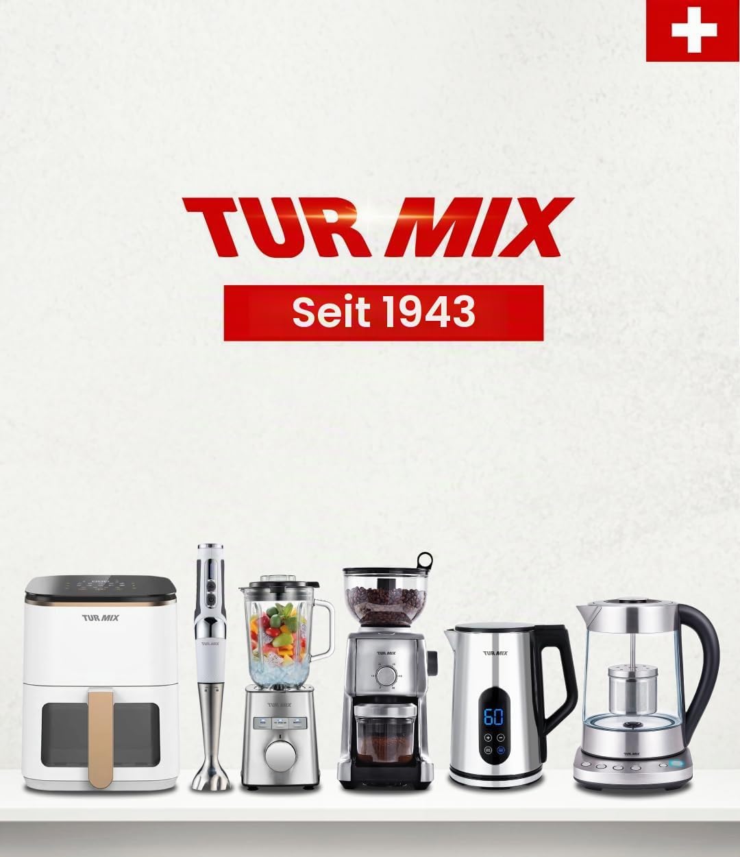 TURMIX 2in1 Teekocher elektrisch mit Wasserkocher Glas 2200W 1,5L Silber, Temperatureinstellung 70–1