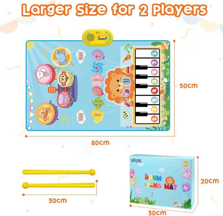 Lobyoh Baby Spielzeug 1 Jähr, 2-in-1-Musikmatte Piano Matte für Kleinkinder, Trommelspielzeug, Pädag