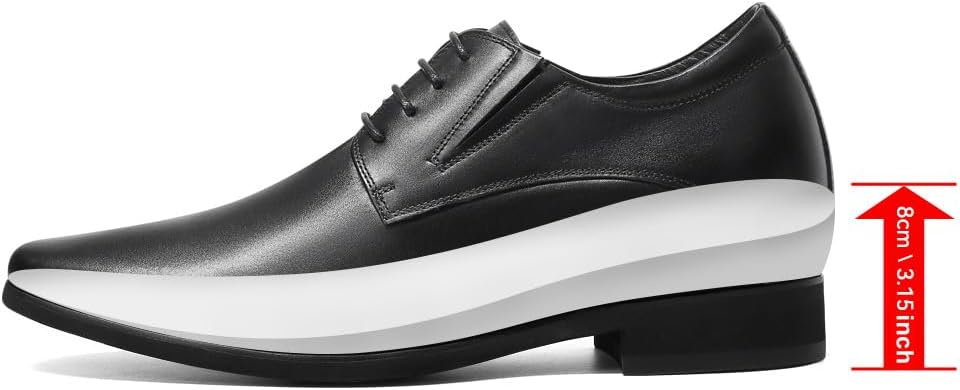 CHAMARIPA Chaussures Rehaussantes de Type Oxford Noir Pour Homme - Hauteur 8 cm-H62D11K011D, 37 EU S