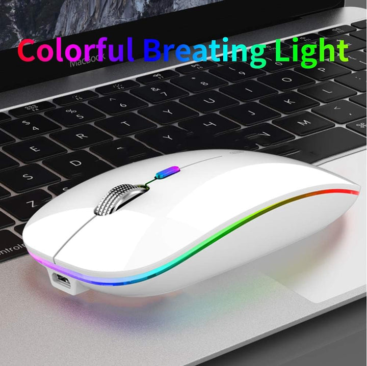 Uiosmuph G12 Maus Kabellos, LED 2.4G Leise Funkmaus Wiederaufladbar Wireless Mousemit Nano-USB-Empfä