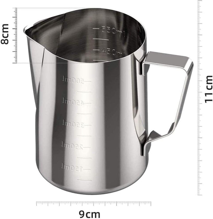 POEFT 600ML Edelstahl Milchschäumkrug überzogen, Espressomilchschaumkrug Kaffeekanne, Latte Art Cup