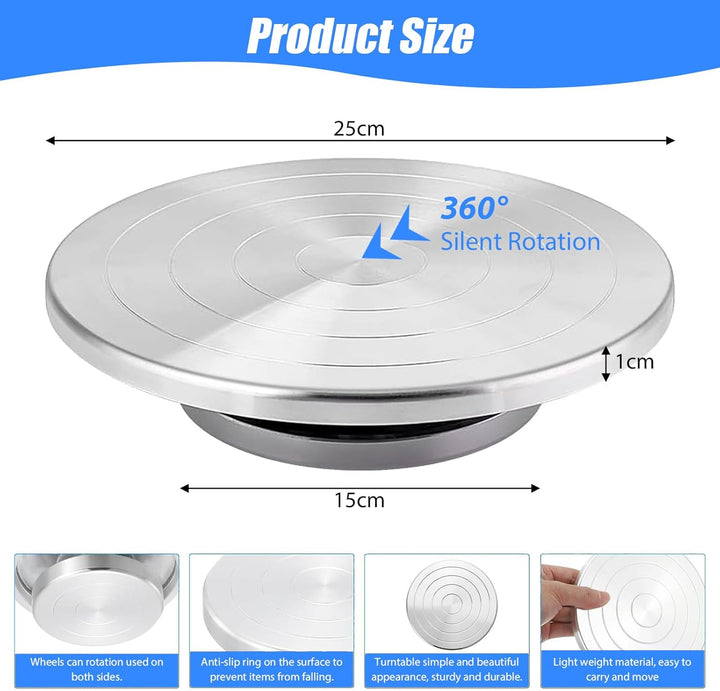 Töpferscheibe, 25cm Aluminium Drehscheibe Craft Clay Drehteller, DIY Tonwerkzeuge Doppelseitige Kuch