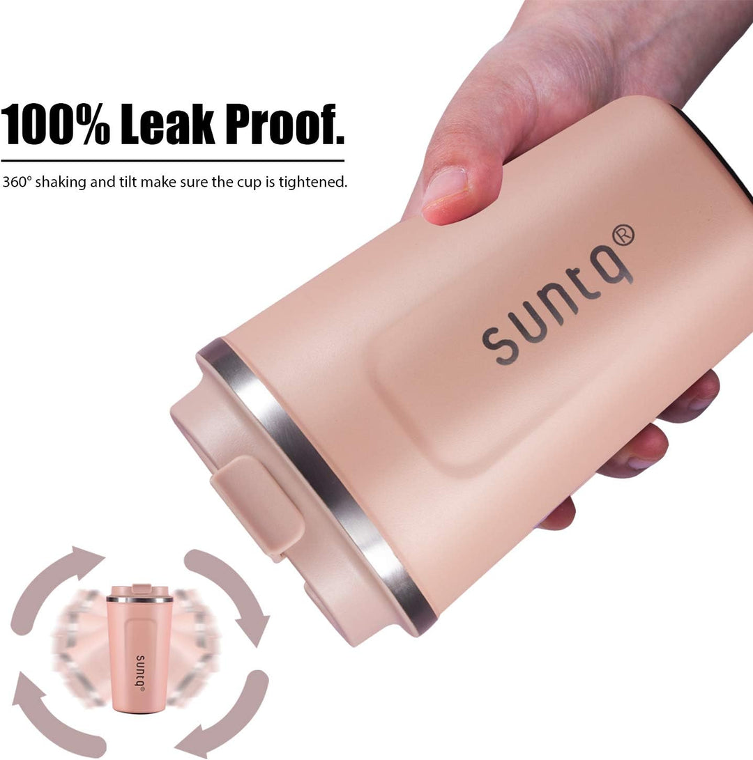 SUNTQ Kaffeebecher to go aus Edelstahl - Thermobecher Doppelwand Isoliert - Kaffeetasse mit Auslaufs