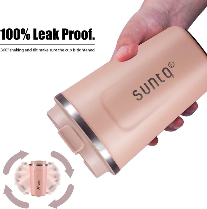 SUNTQ Kaffeebecher to go aus Edelstahl - Thermobecher Doppelwand Isoliert - Kaffeetasse mit Auslaufs