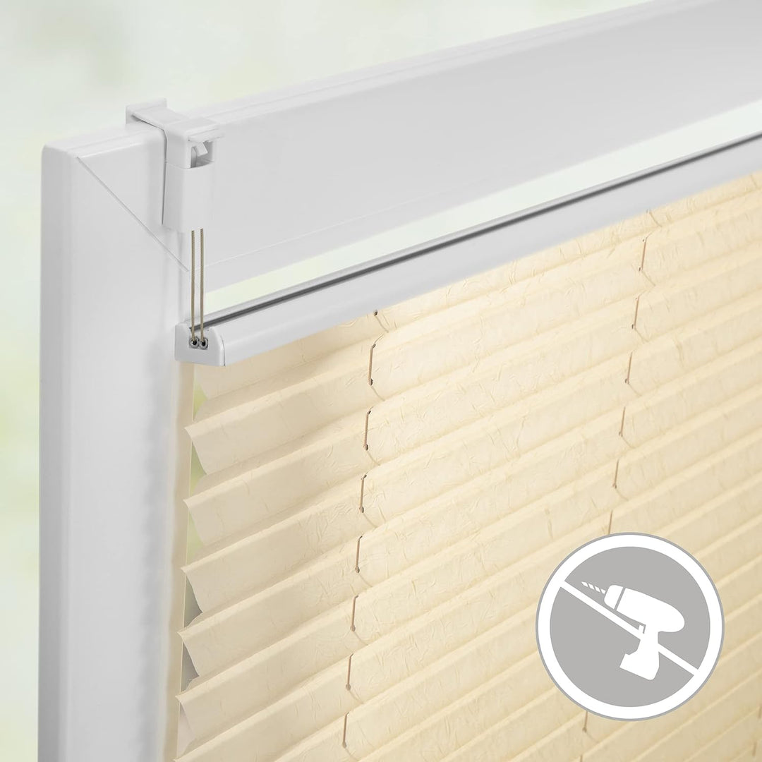 Wohn-Guide PKV.120.130.05 Plissee Klemmfix, ohne Bohren, verspannt - Creme 120 cm x 130 cm (B x L) 1