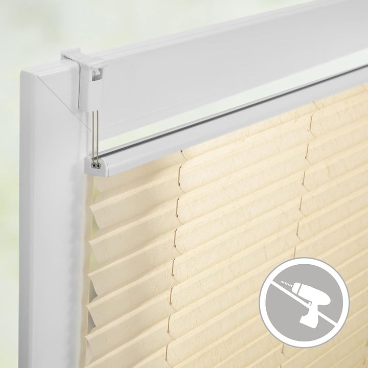 Wohn-Guide PKV.120.130.05 Plissee Klemmfix, ohne Bohren, verspannt - Creme 120 cm x 130 cm (B x L) 1