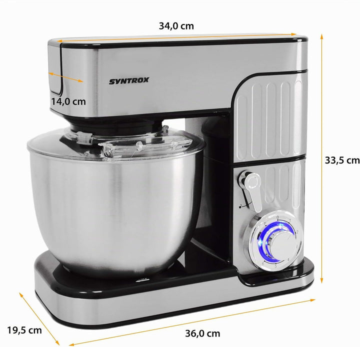 Syntrox Germany leistungsstarke Küchenmaschine Knetmaschine Mixer mit Fleischwolf in zeitlosem Desig
