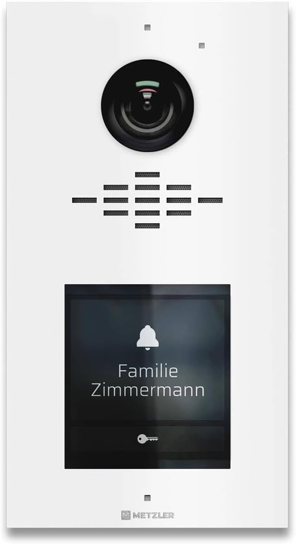 Metzler® Video-Türsprechanlage mit 2MP Weitwinkelkamera und IPS-Touchdisplay Verkehrsweiss RAL 9016
