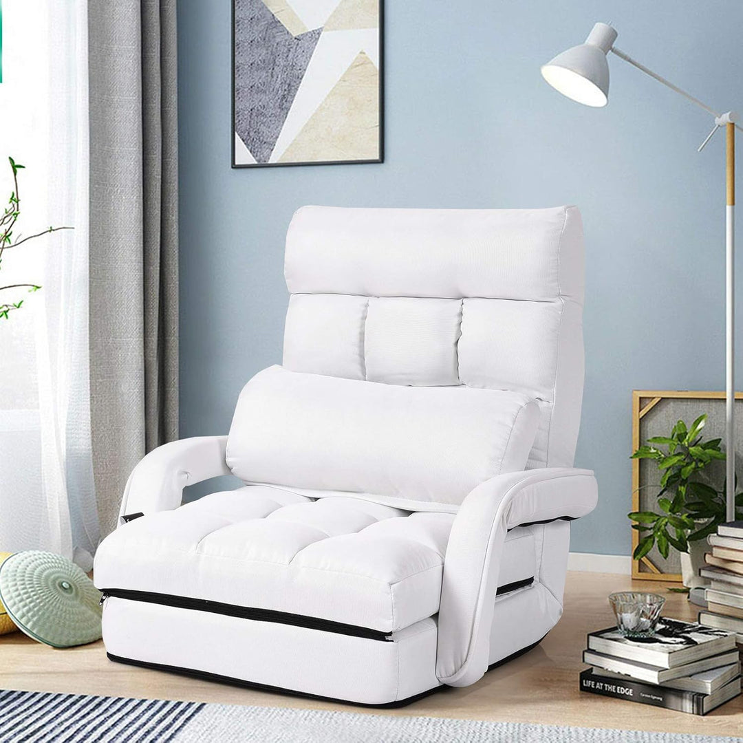 GOPLUS Bodensofa mtit Schlaffunktion, klappbarer Bodenstuhl mit Armlehnen & Kissen, Klappsessel mit